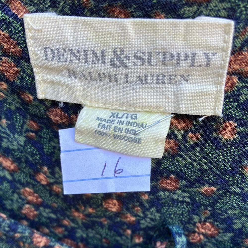 Ralphh Lauren Crew Neck W/tie Blousom Sleeves Loose Split Joint Shirt - Picture 5 of 6